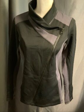 Cabi Two-Tone Black and Lavender Asymmetrical Jacket